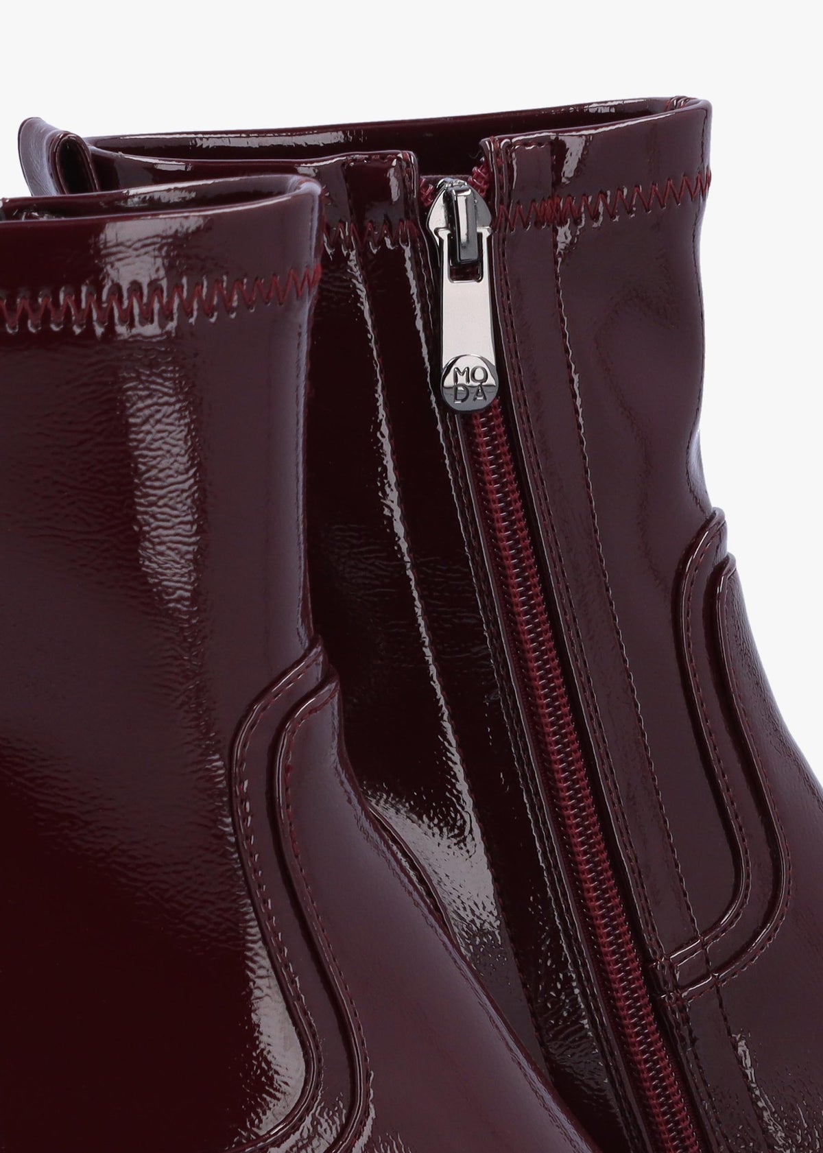 Petuniah Burgundy Patent Kitten Heel Ankle Boots