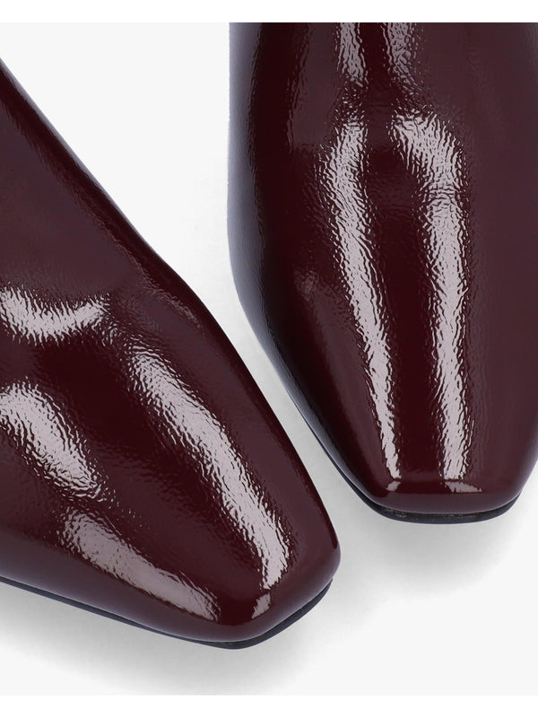 Petuniah Burgundy Patent Kitten Heel Ankle Boots