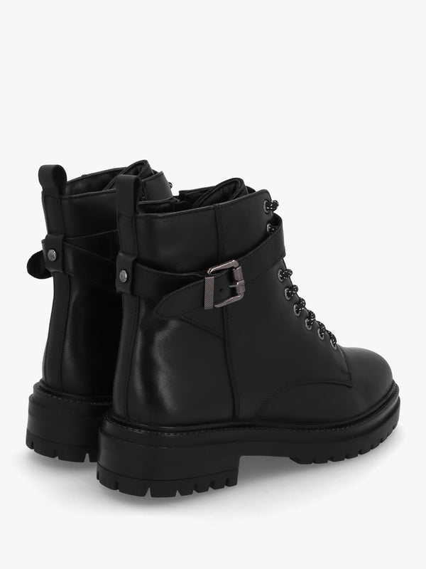 Omola Black Leather Buckle Ankle Boots