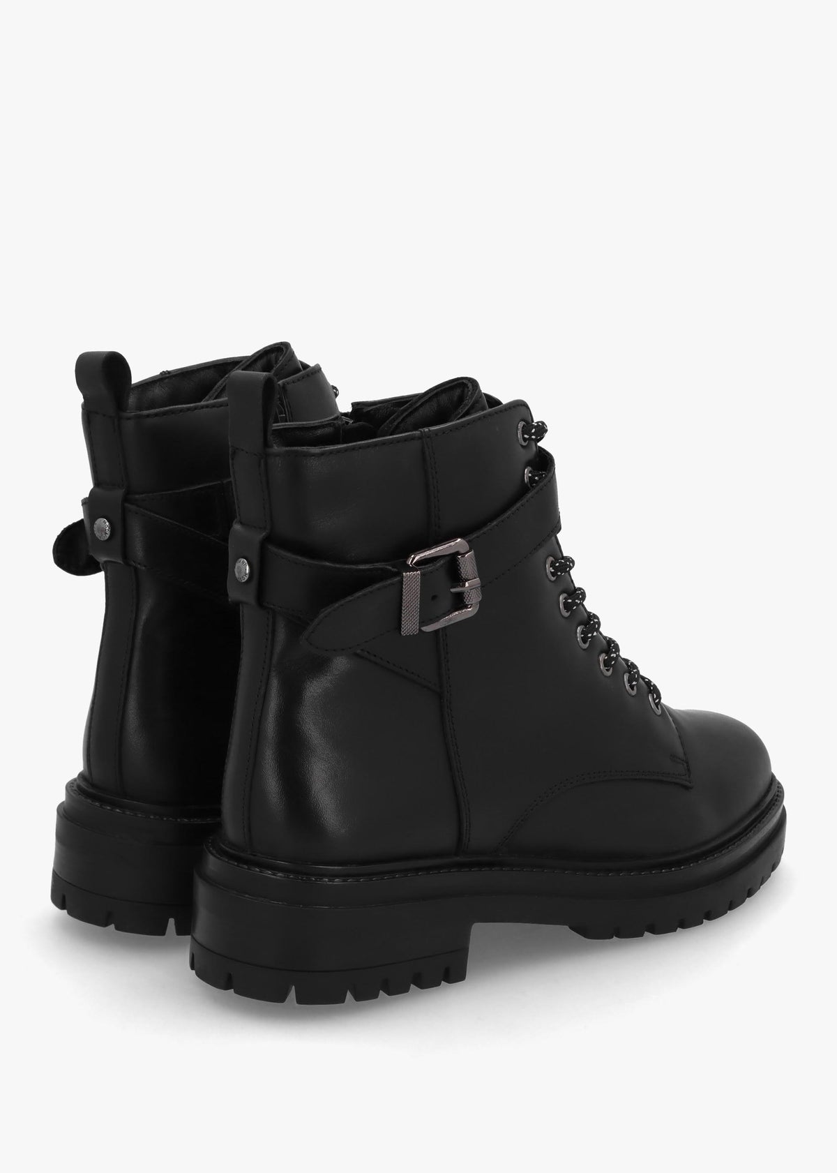 Omola Black Leather Buckle Ankle Boots