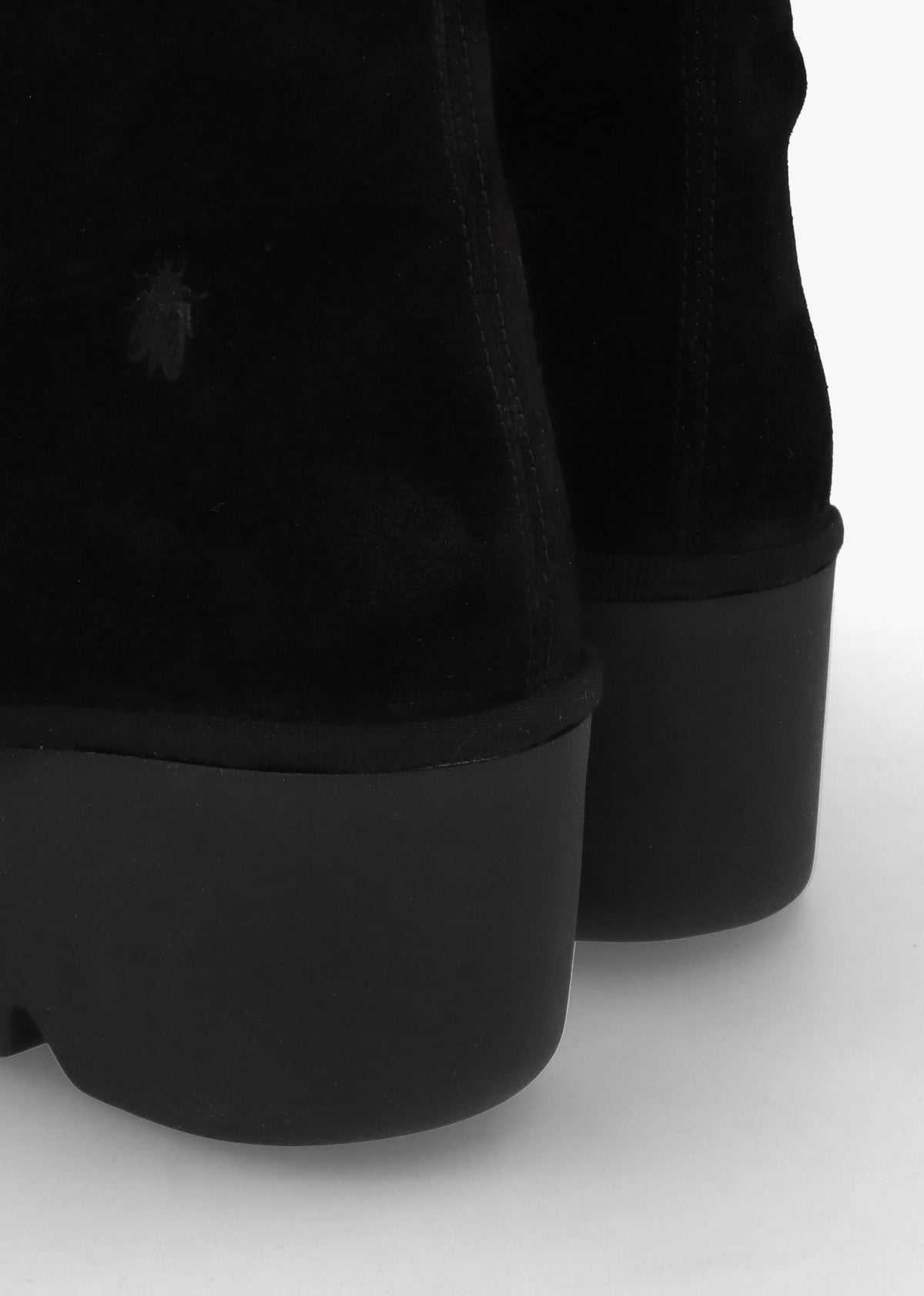 Befy Black Leather & Suede Wedge Knee Boots