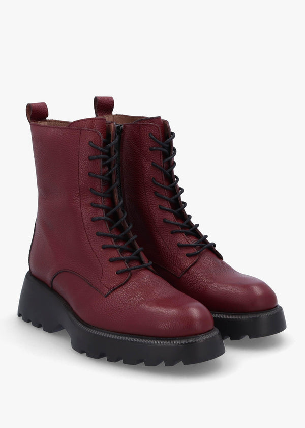 Atari Burgundy Leather Ankle Boots