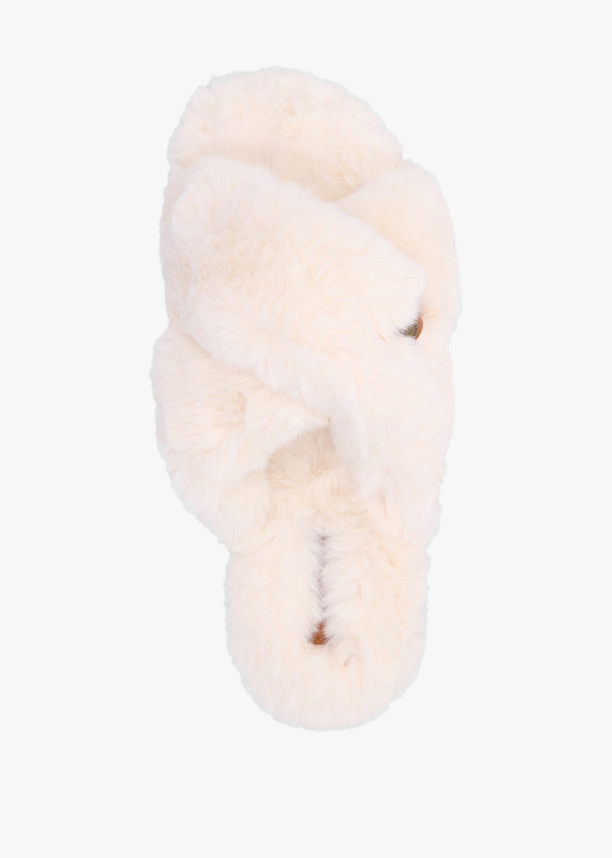 Eliza Ivory Cross Over Faux Fur Slippers