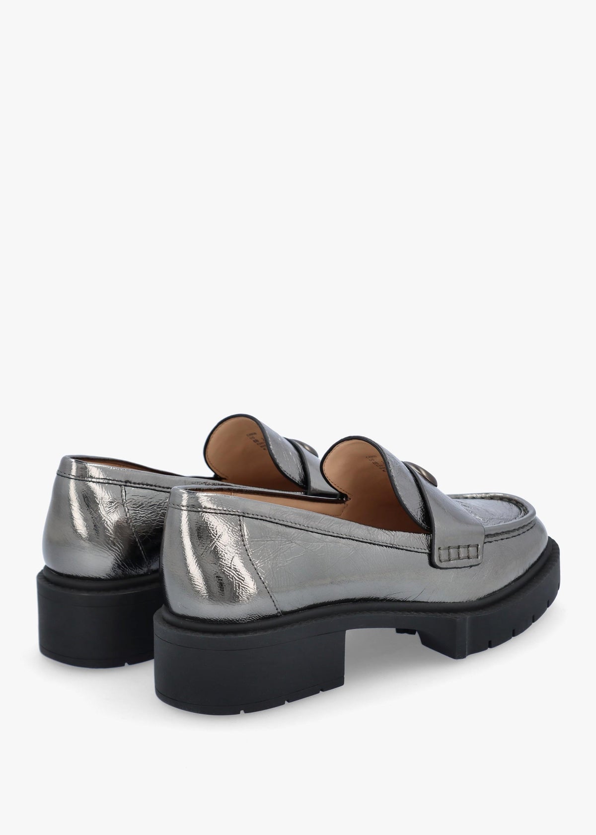 Leah Anthracite Metallic Leather Chunky Loafers