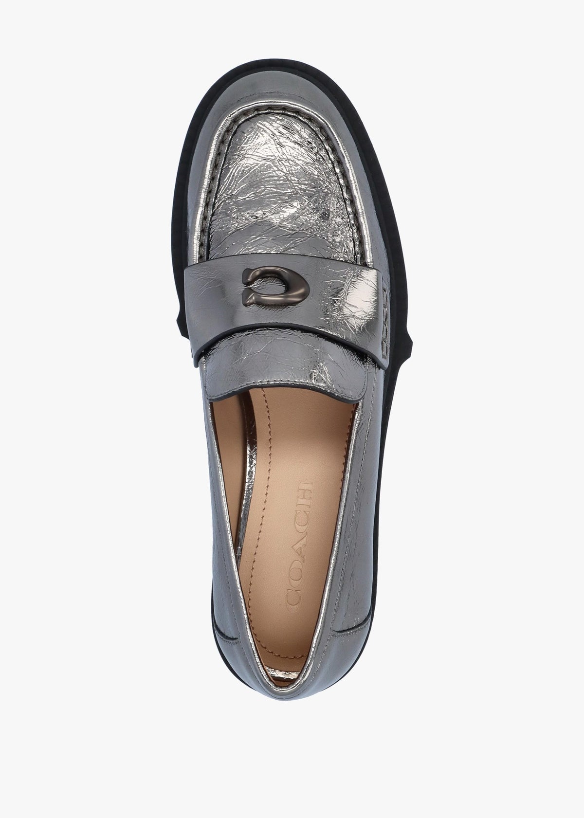 Leah Anthracite Metallic Leather Chunky Loafers