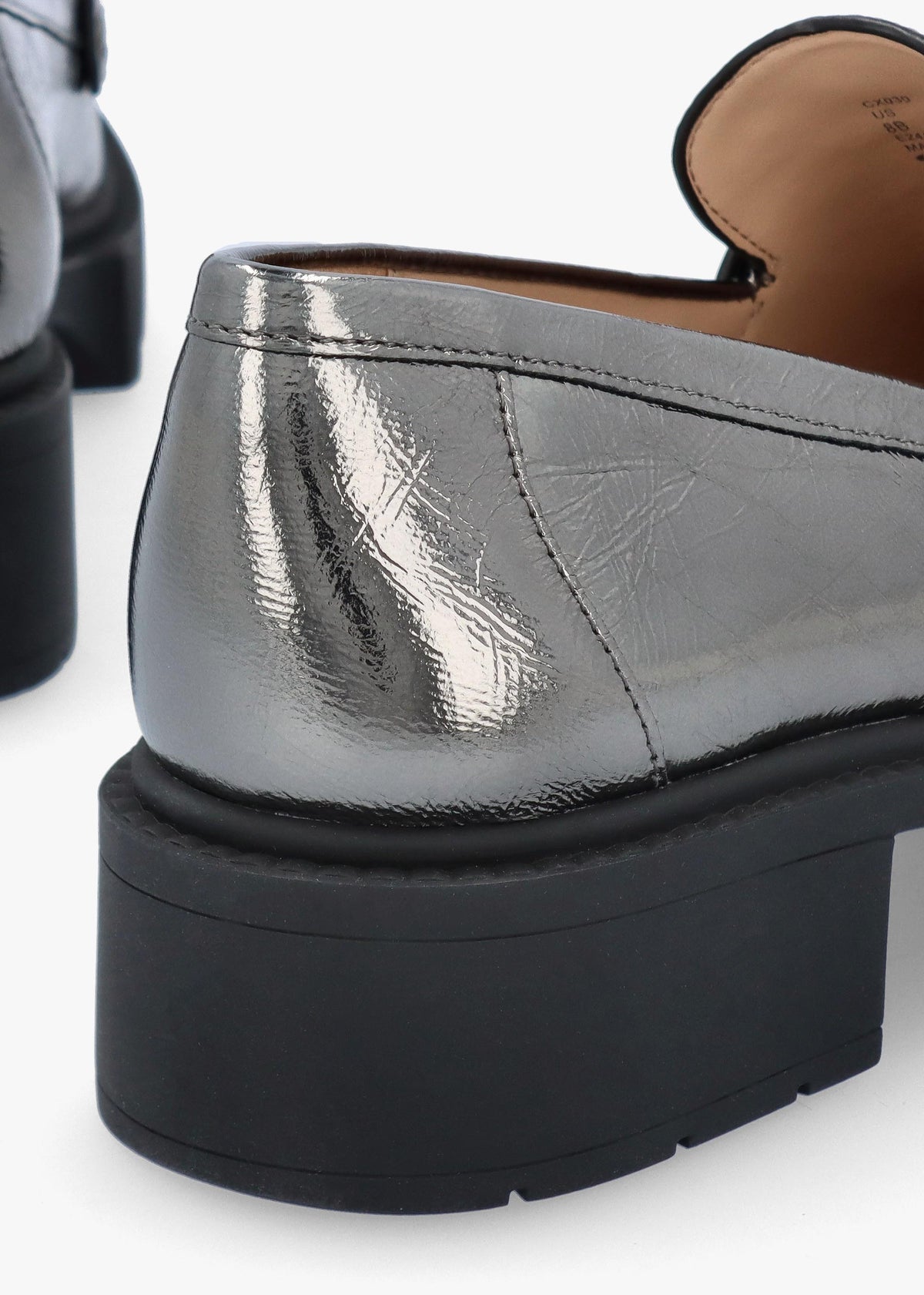 Leah Anthracite Metallic Leather Chunky Loafers