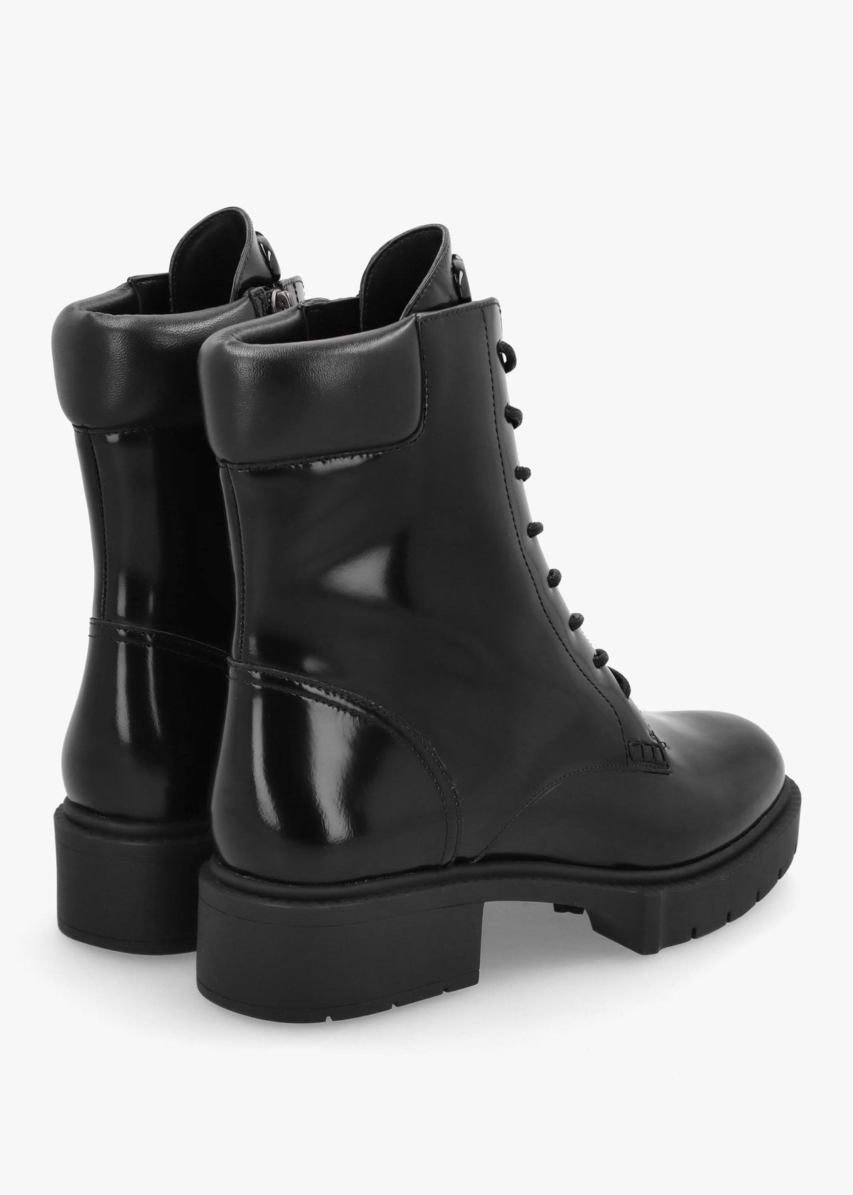 Leighton Black High Shine Leather Ankle Boots