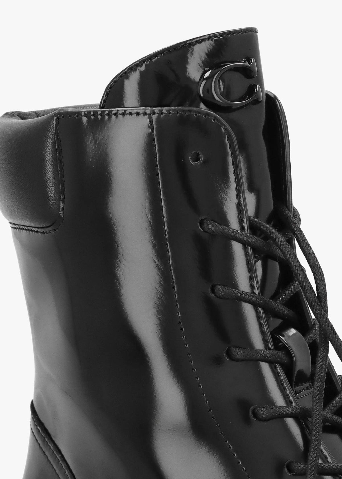 Leighton Black High Shine Leather Ankle Boots