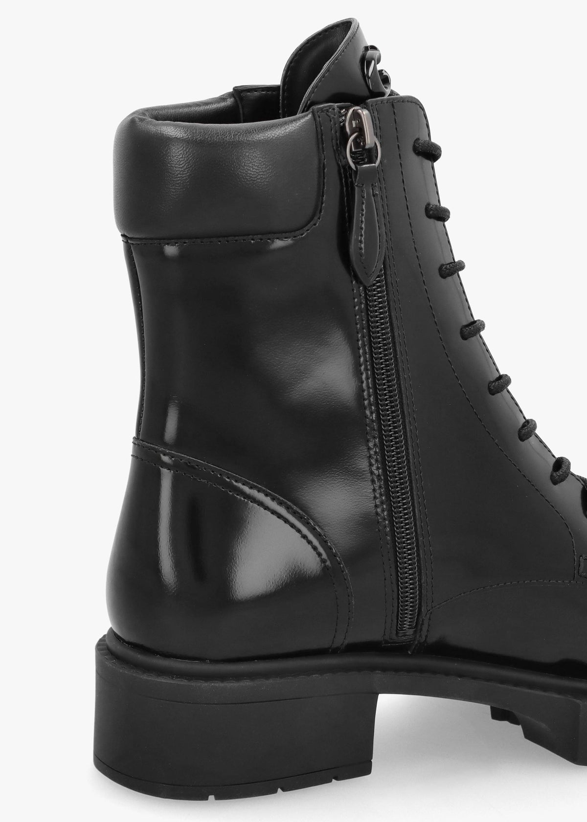 Leighton Black High Shine Leather Ankle Boots