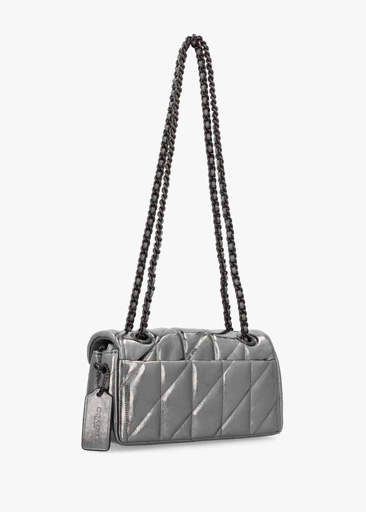 Tabby 20 Quilted Anthracite Metallic Leather Shoulder Bag