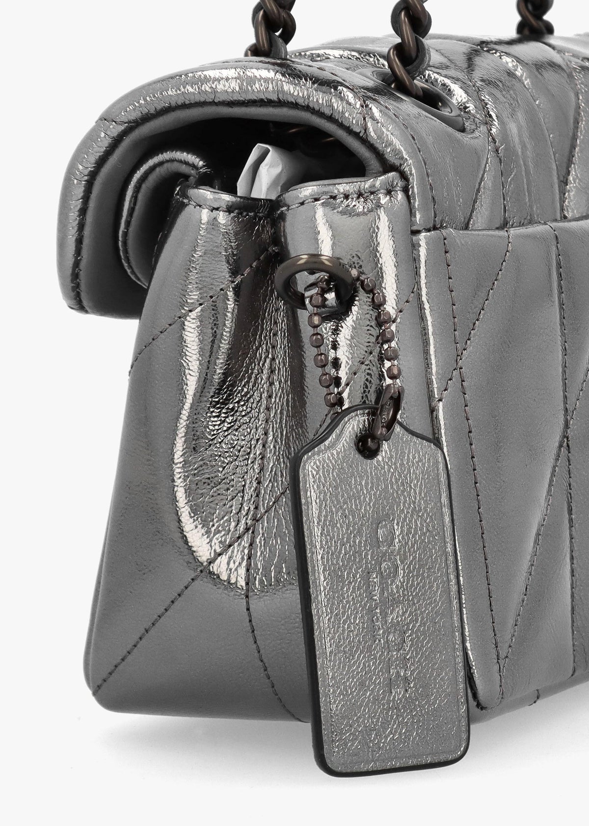 Tabby 20 Quilted Anthracite Metallic Leather Shoulder Bag