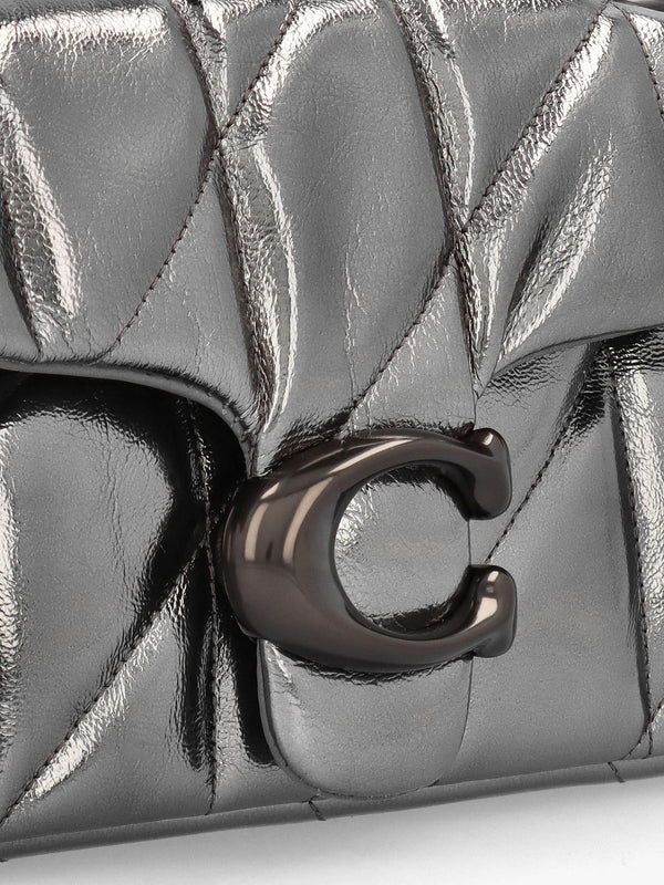 Tabby 20 Quilted Anthracite Metallic Leather Shoulder Bag