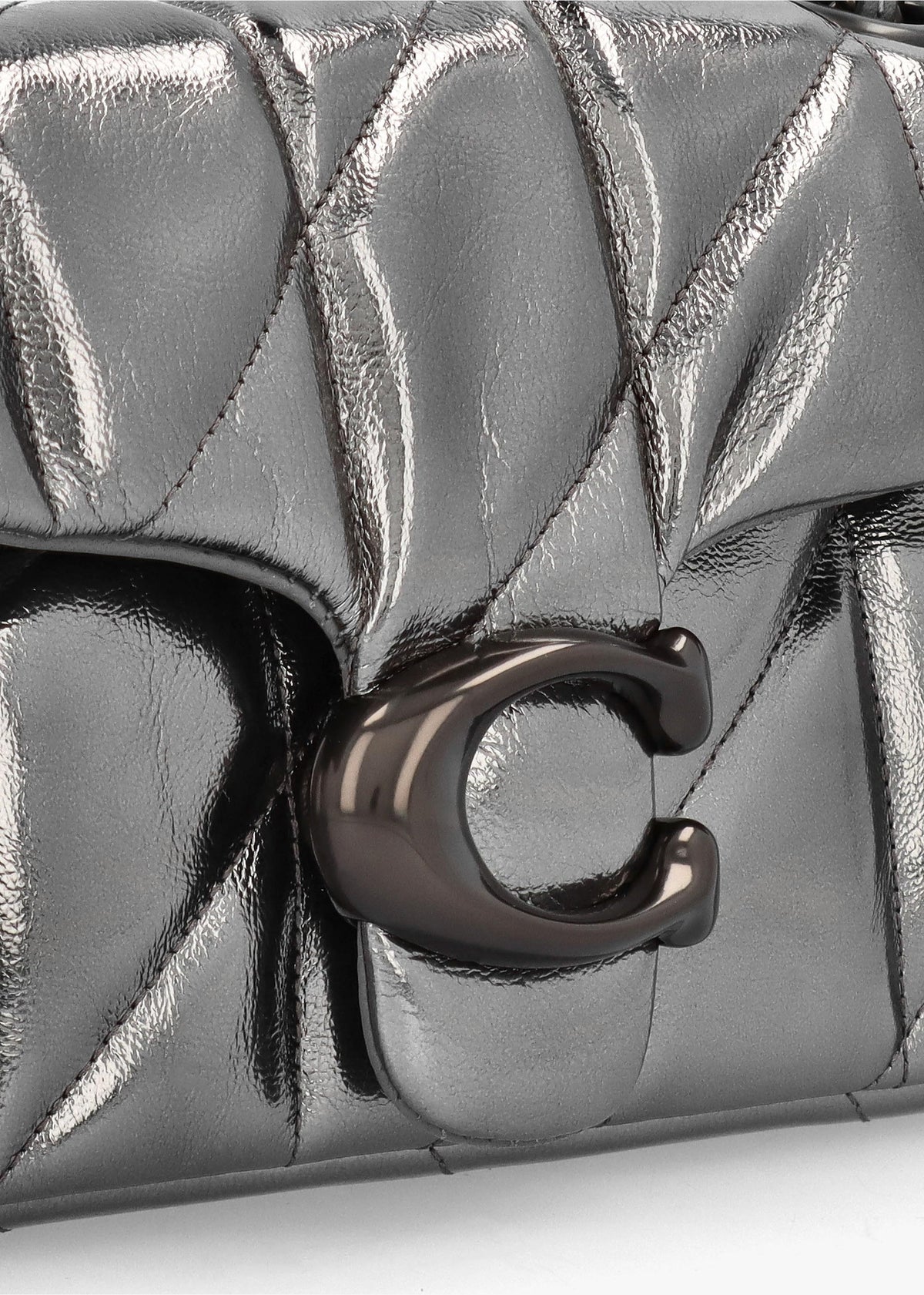 Tabby 20 Quilted Anthracite Metallic Leather Shoulder Bag
