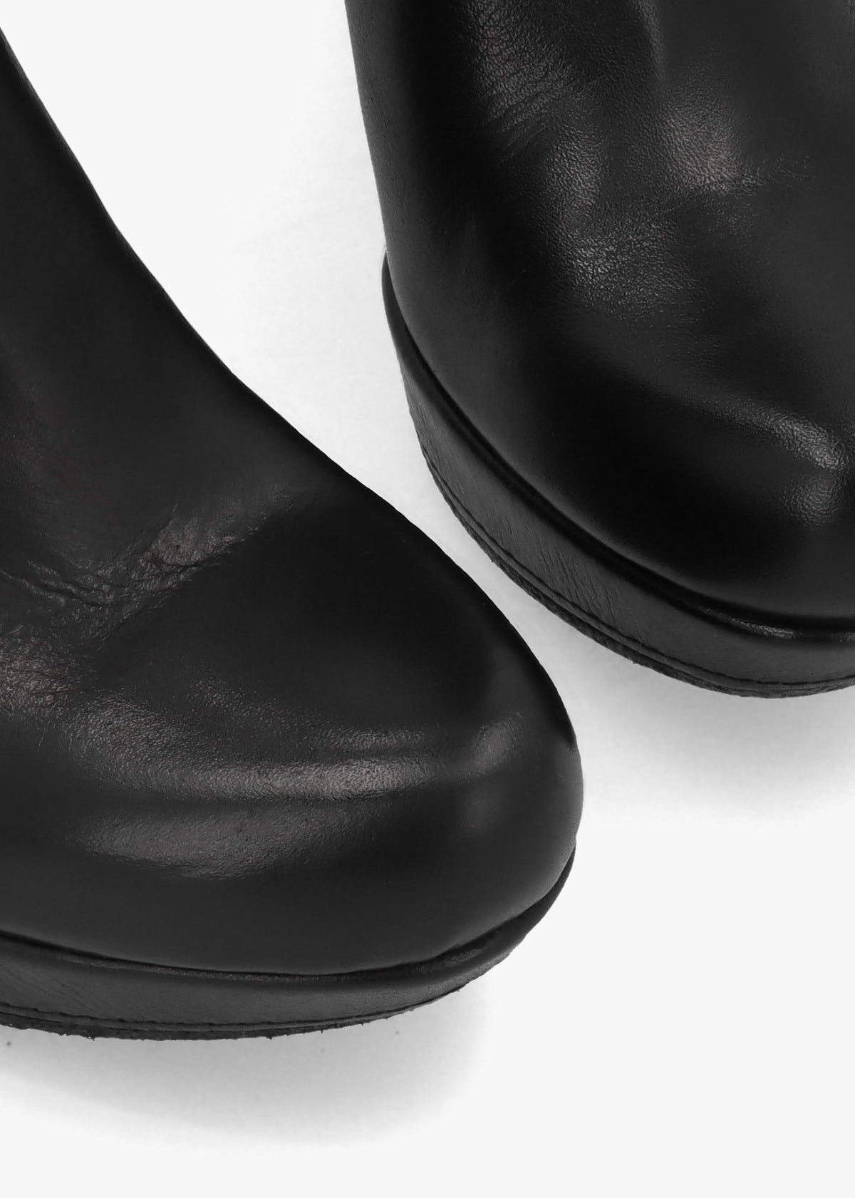Wiser Black Leather Knee High Wedge Boots