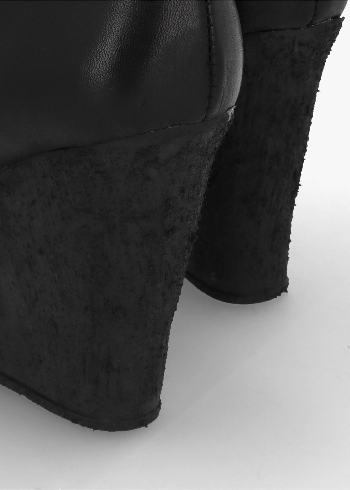 Wiser Black Leather Knee High Wedge Boots