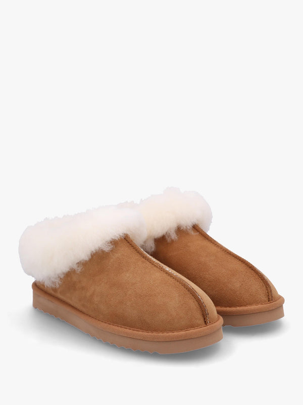 Somolly Tan Suede Shearling Slippers