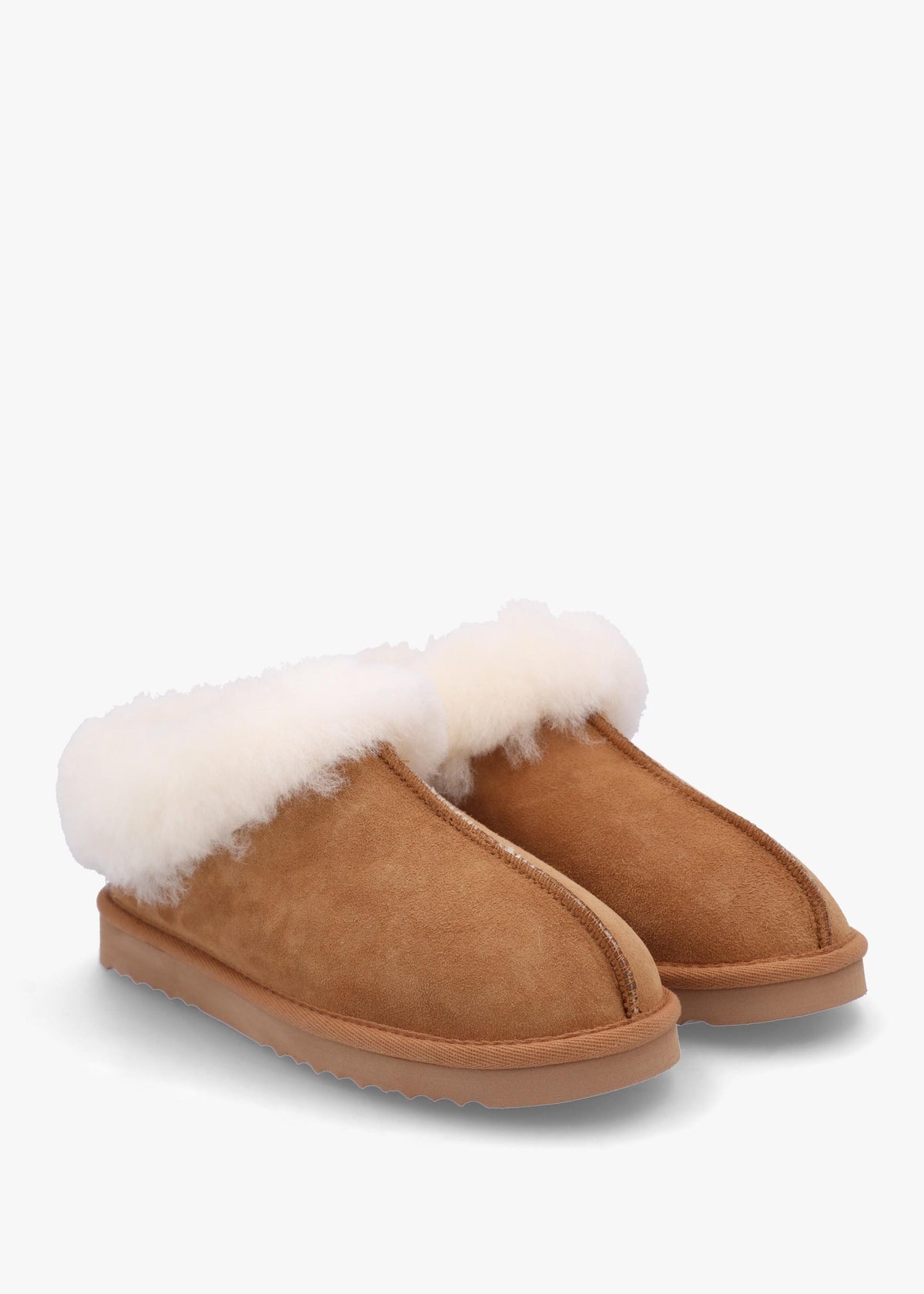 Somolly Tan Suede Shearling Slippers