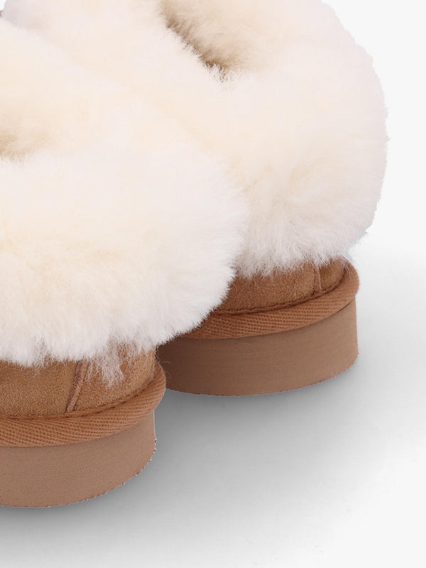 Somolly Tan Suede Shearling Slippers