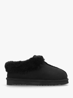 Somolly Black Suede Shearling Slippers