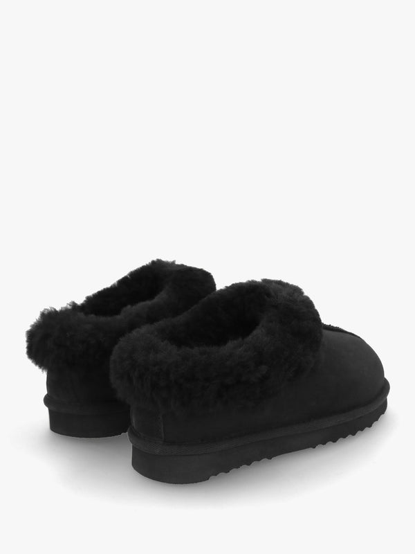 Somolly Black Suede Shearling Slippers