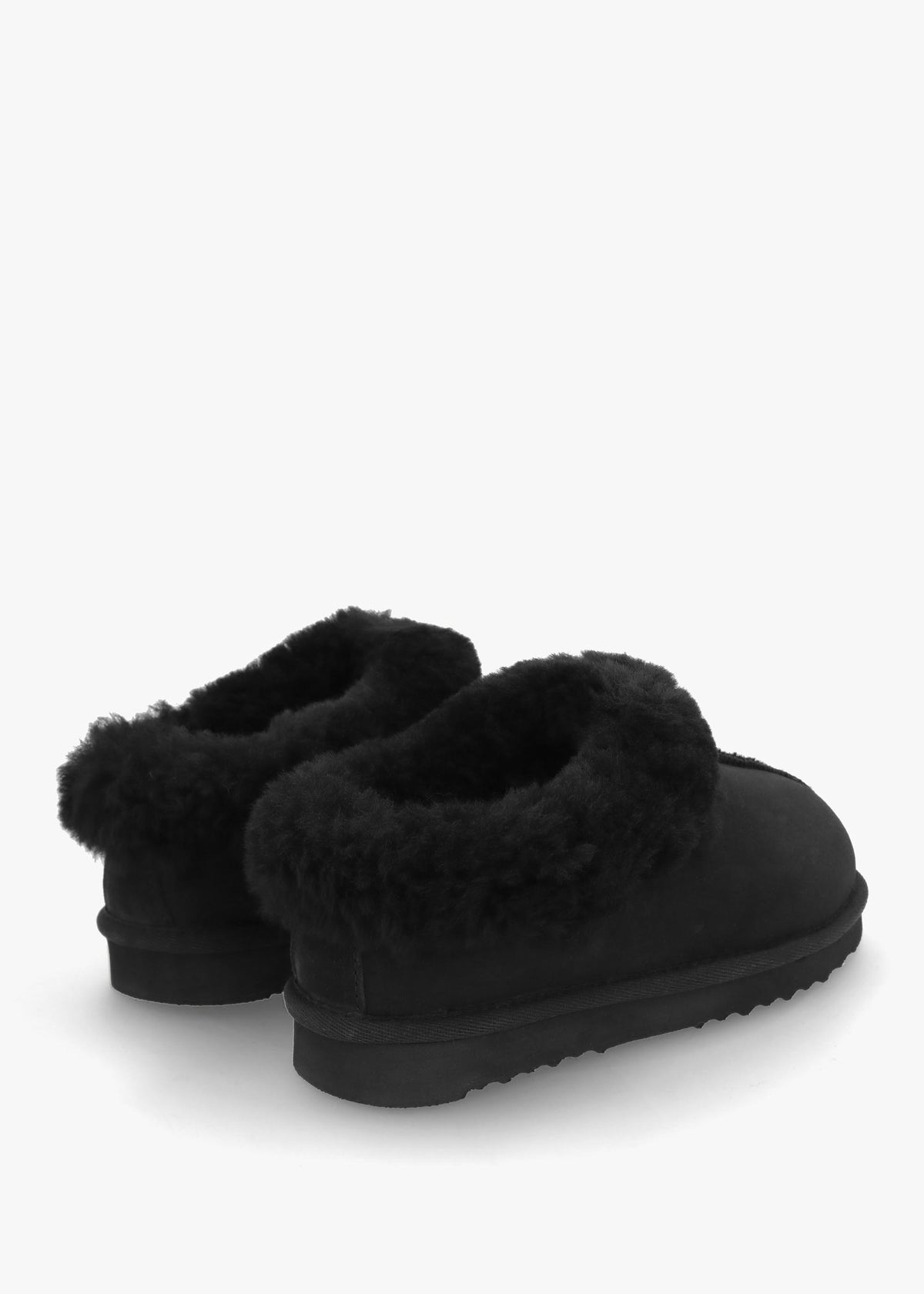 Somolly Black Suede Shearling Slippers