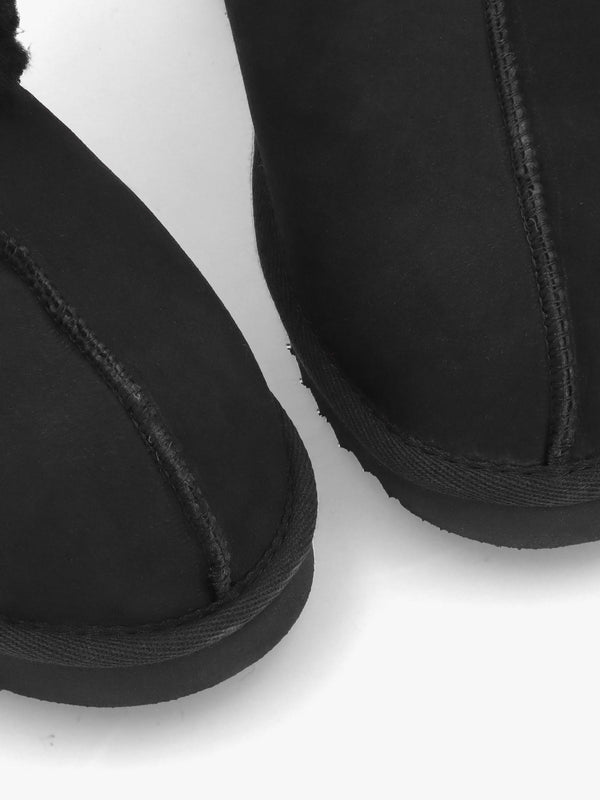 Somolly Black Suede Shearling Slippers