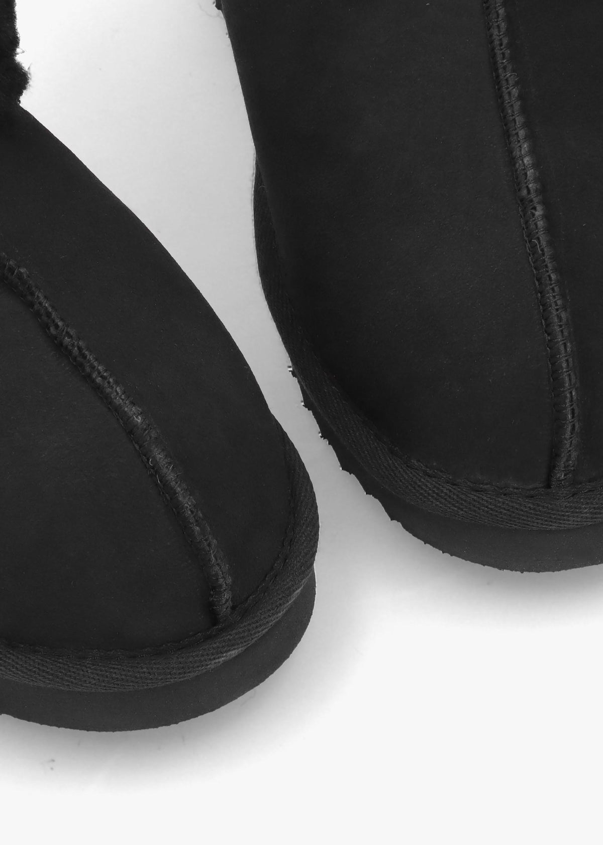 Somolly Black Suede Shearling Slippers