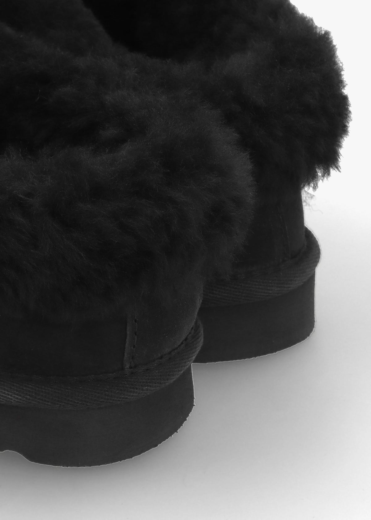 Somolly Black Suede Shearling Slippers
