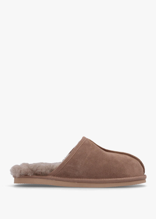 Men’s Shutoff Taupe Shearling Slippers