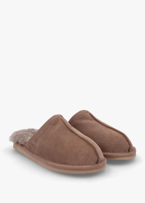 Men’s Shutoff Taupe Shearling Slippers