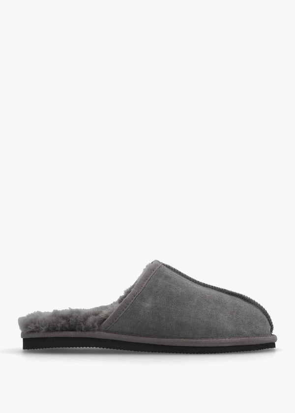Men’s Shutoff Grey Shearling Slippers