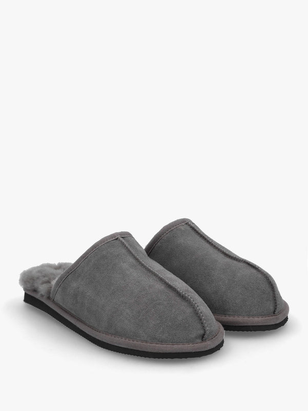 Men’s Shutoff Grey Shearling Slippers