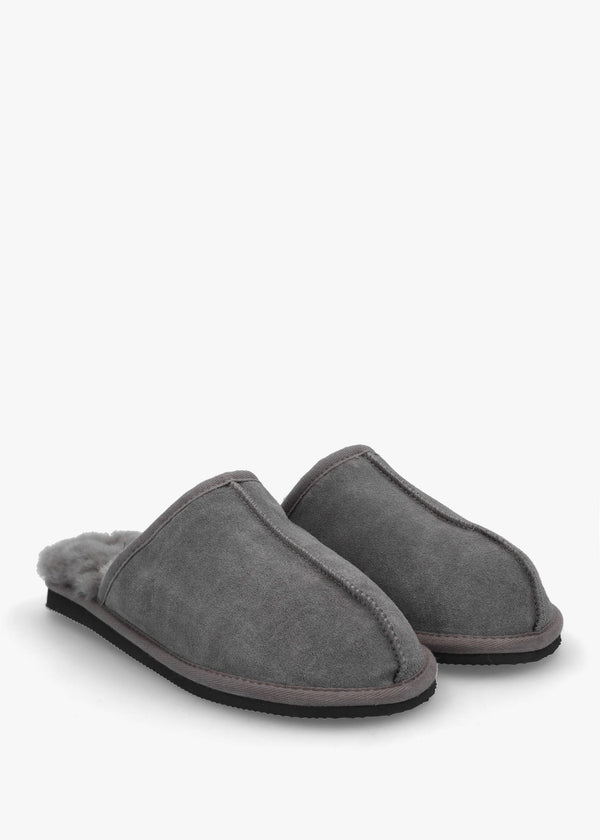 Men’s Shutoff Grey Shearling Slippers