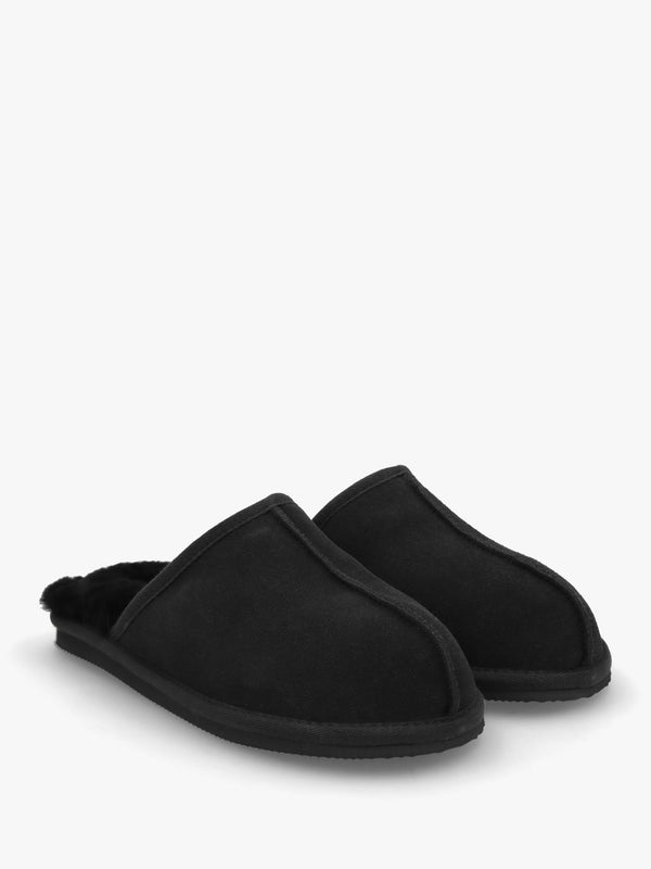 Men’s Shutoff Black Shearling Slippers