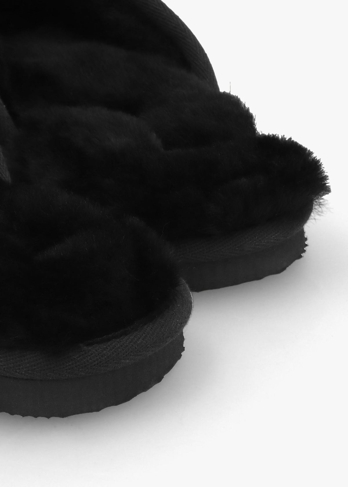 Men’s Shutoff Black Shearling Slippers