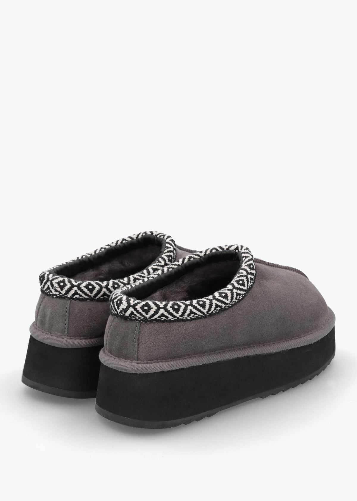 Somolly Grey Suede Shearling Platform Slippers