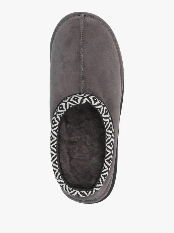 Somolly Grey Suede Shearling Platform Slippers