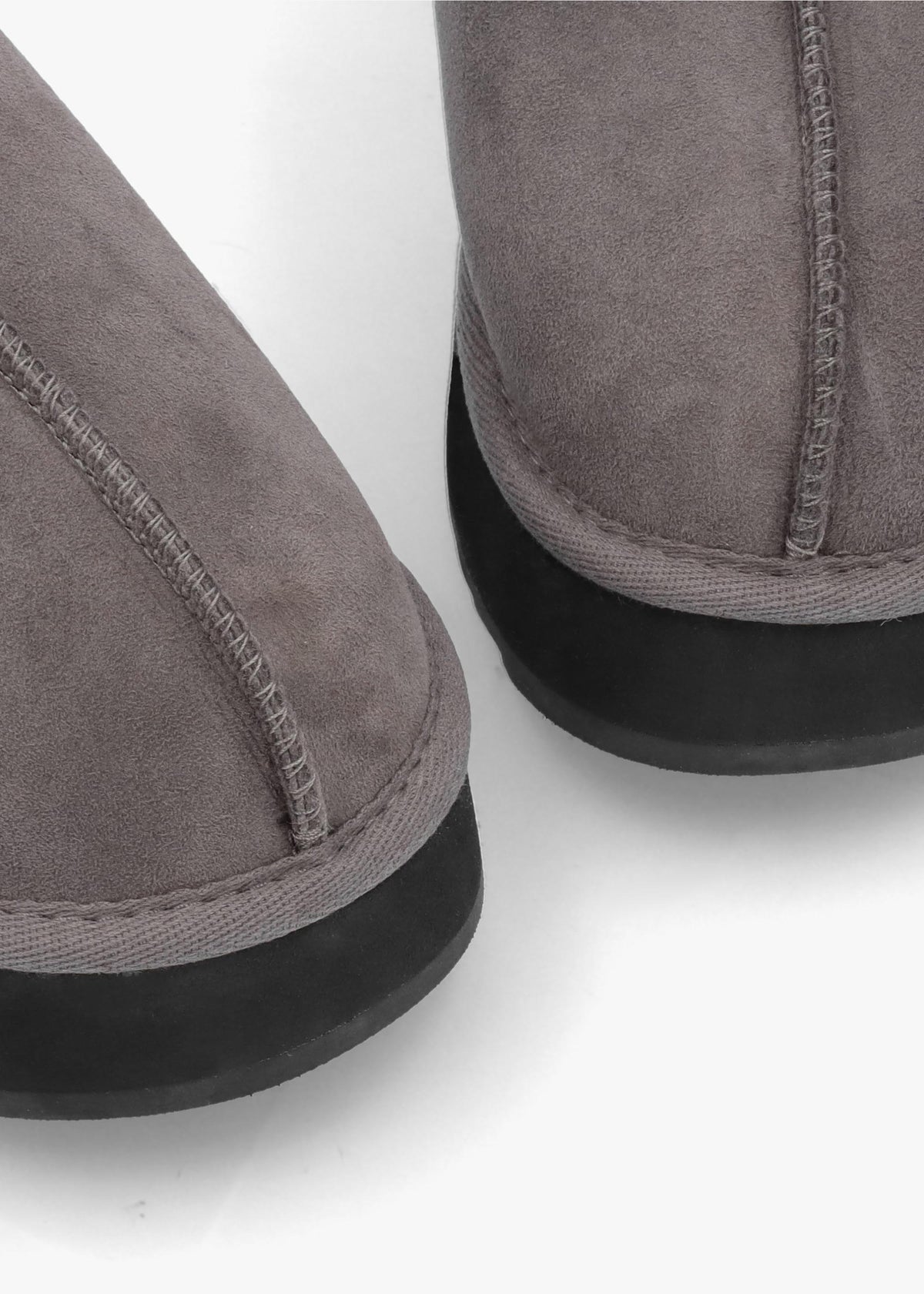 Somolly Grey Suede Shearling Platform Slippers