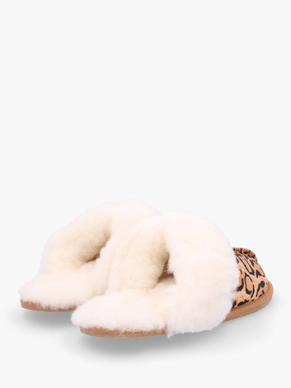 Soleo Leopard Calf Hair Sheepskin Twinface Slippers