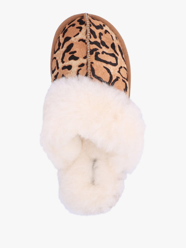 Soleo Leopard Calf Hair Sheepskin Twinface Slippers