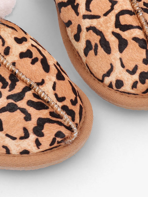 Soleo Leopard Calf Hair Sheepskin Twinface Slippers