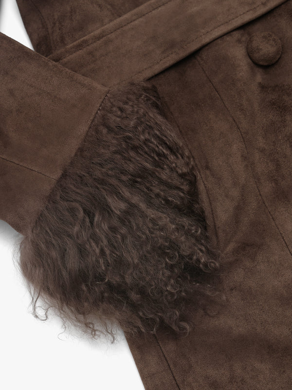 Penny II 70’s Greige Mongolian Lambswool Longline Coat