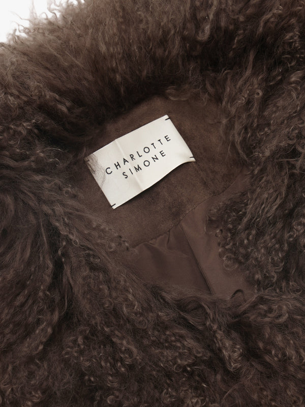 Penny II 70’s Greige Mongolian Lambswool Longline Coat