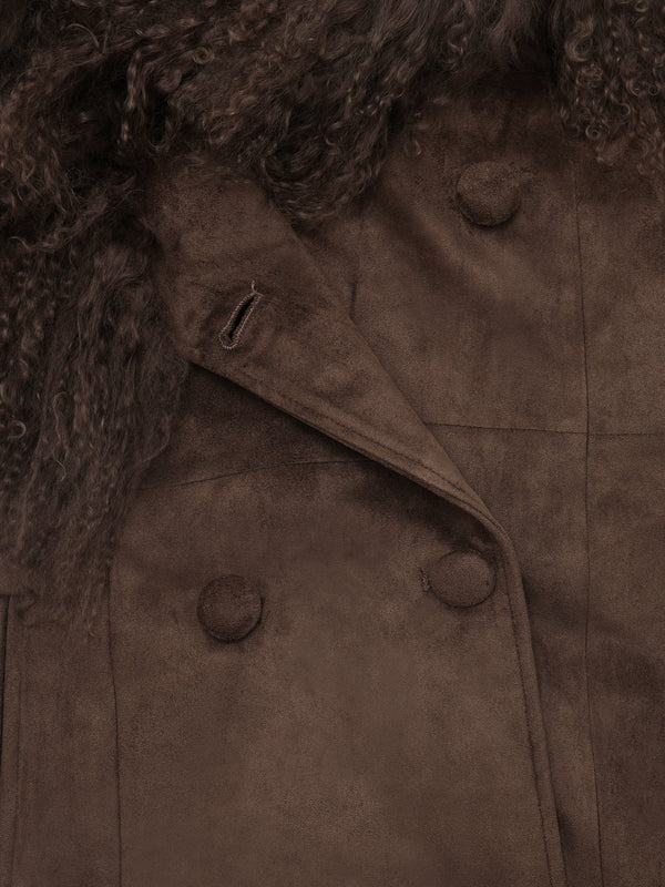 Penny II 70’s Greige Mongolian Lambswool Longline Coat