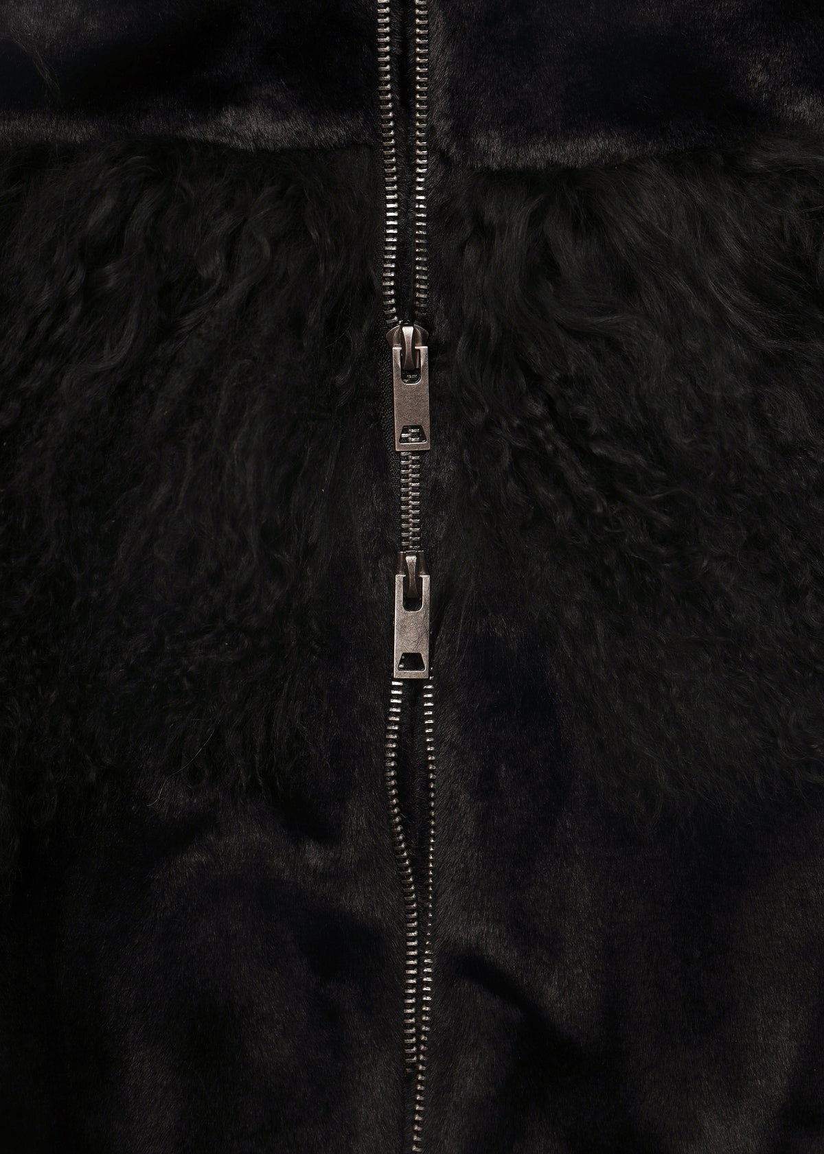 Romi Black Faux Fur Mongolian Lambskin Trim Bomber Jacket