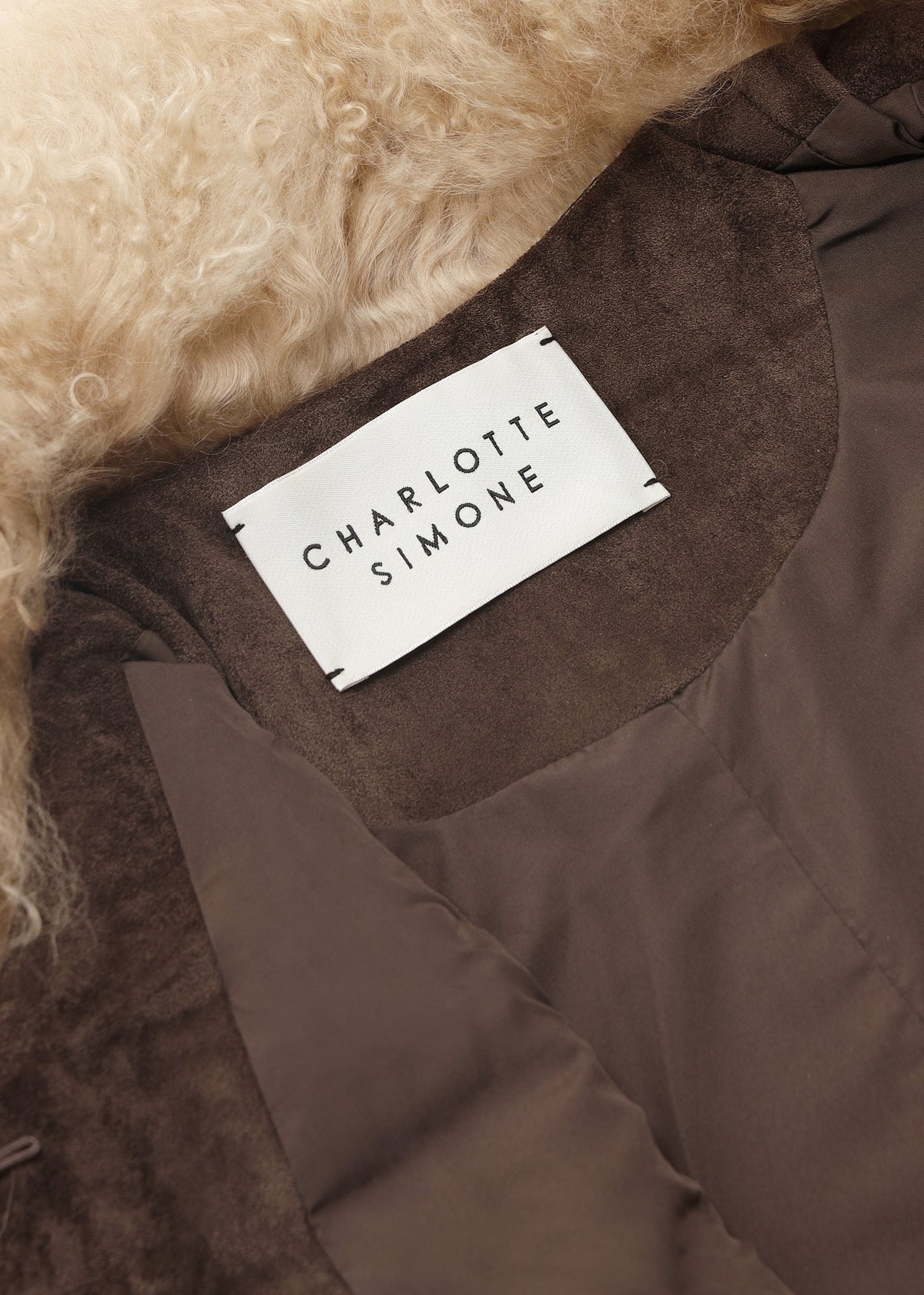 Stevie Greige Biscotti Suedette Mongolian Lambskin Trim Gillet