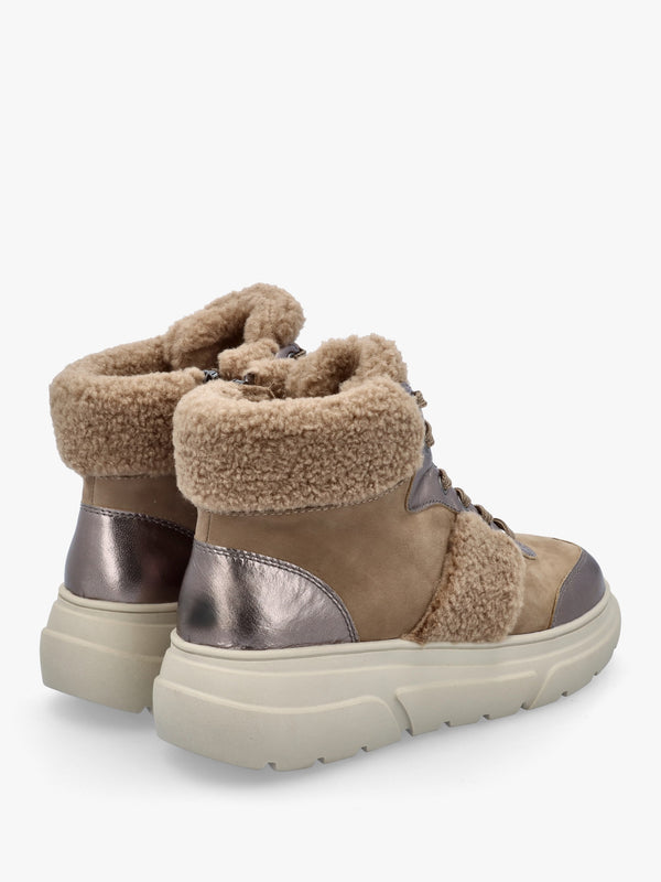 Kalia Taupe Leather High Top Trainers