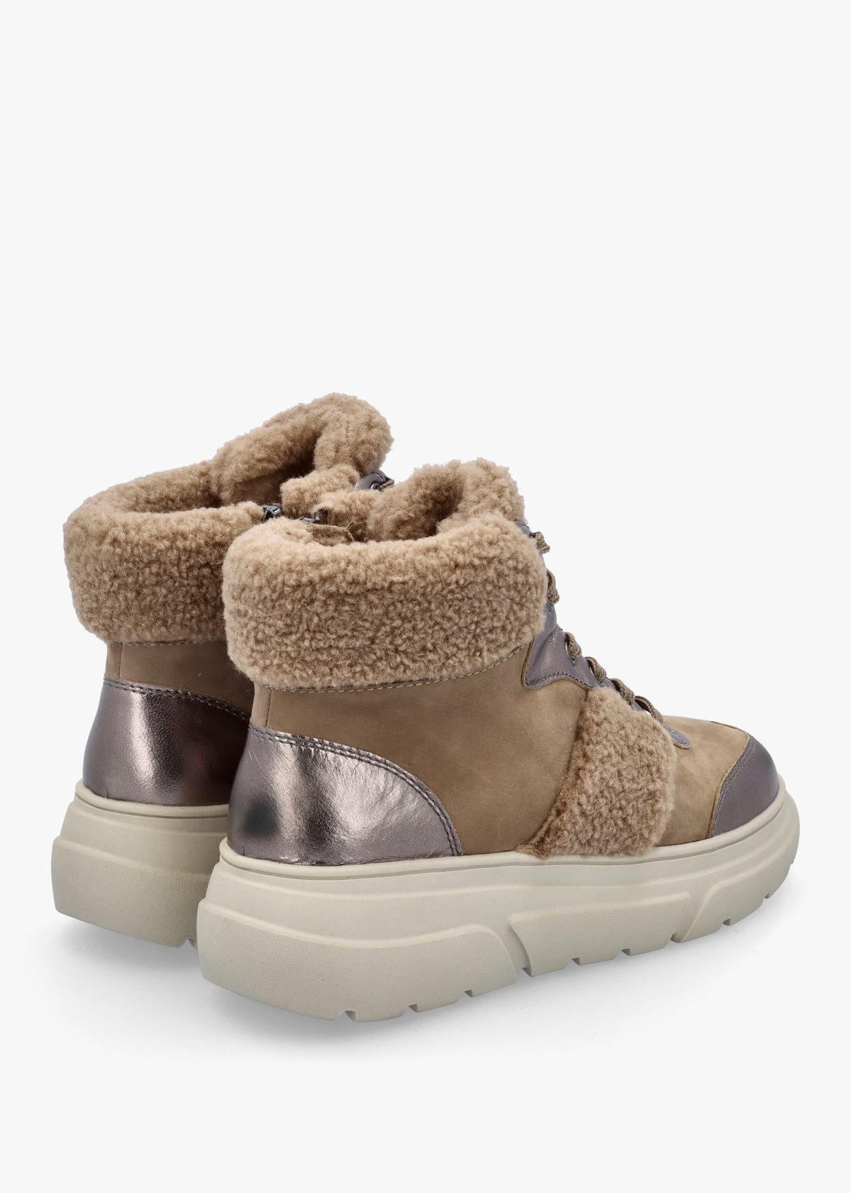 Kalia Taupe Leather High Top Trainers
