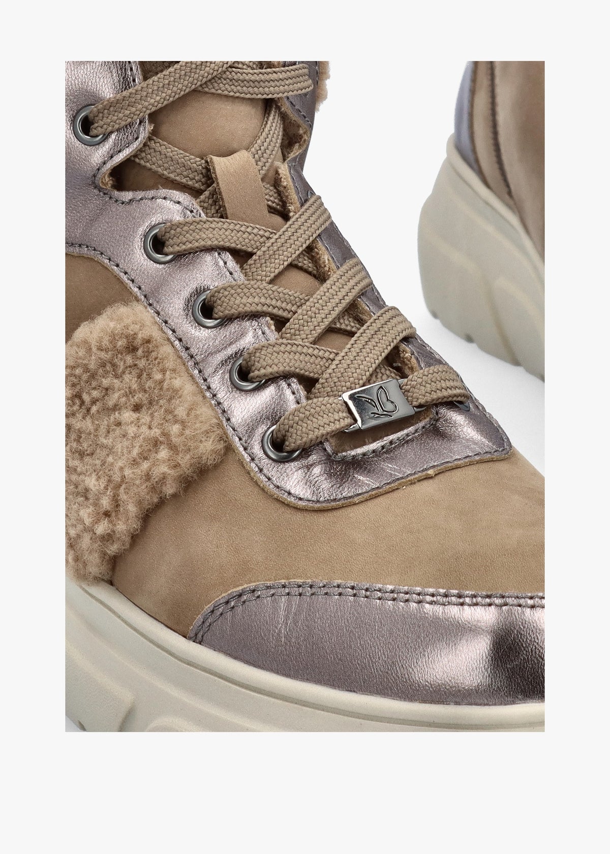 Kalia Taupe Leather High Top Trainers