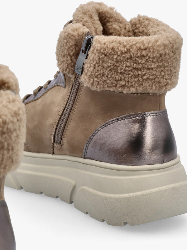Kalia Taupe Leather High Top Trainers